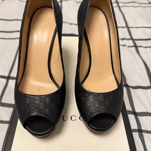 Gucci Black Peep Toe Heels